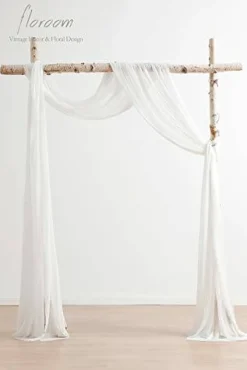 Wedding Arch Draping Fabric 2 Panels 20Ft White Chiffon Fabric Drapes Arbor Drapery Wedding Ceremony Reception Swag Decorations