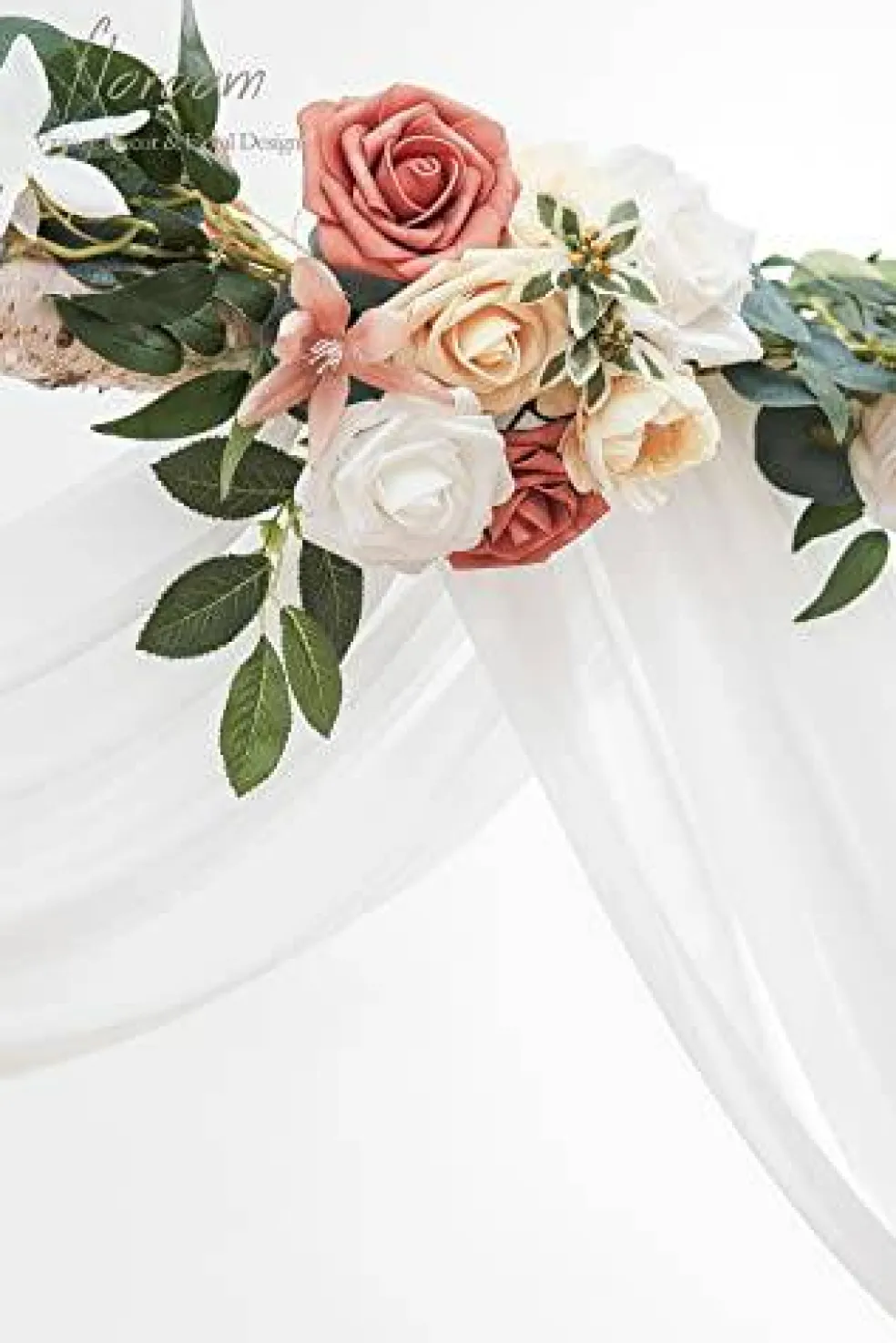 Wedding Arch Draping Fabric 2 Panels 20Ft White Chiffon Fabric Drapes Arbor Drapery Wedding Ceremony Reception Swag Decorations