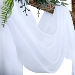 Wedding Arch Draping Fabric,2 Panel 28" x 19Ft White Wedding Arch Drapes Sheer Backdrop Curtain for Wedding Ceremony Party Ceiling Decor