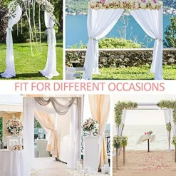 Wedding Arch Draping Fabric,2 Panel 28" x 19Ft White Wedding Arch Drapes Sheer Backdrop Curtain for Wedding Ceremony Party Ceiling Decor