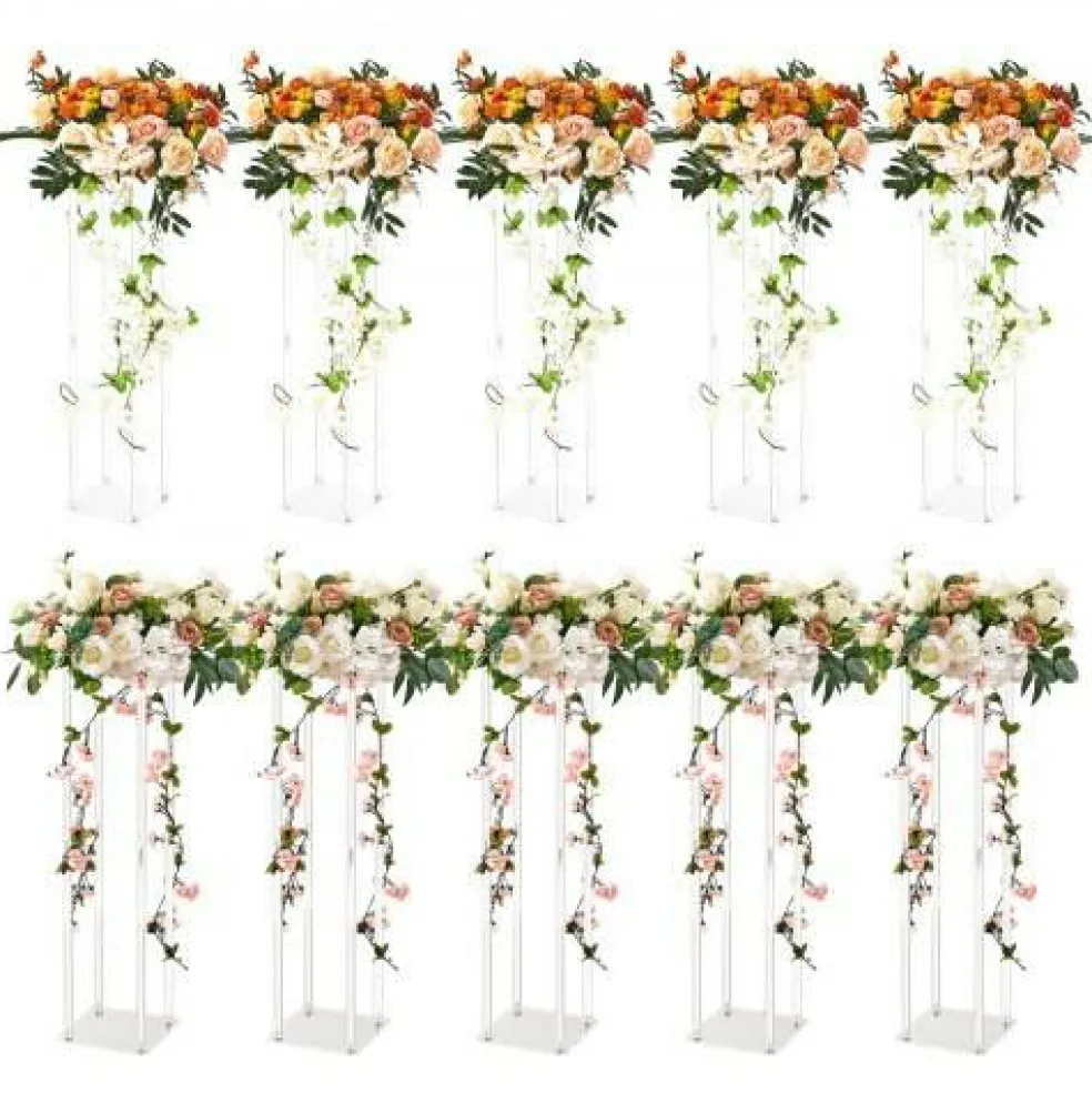Wedding Flower Stand Acrylic 23.6in, Geometric Vase Column for T-Stage Decor