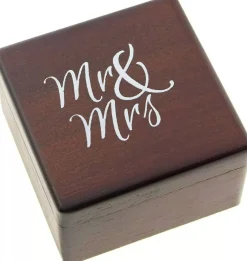 Wedding Ring Bearer Box, Mr & Mrs Wooden Ring Box, Engagement Ring Holder