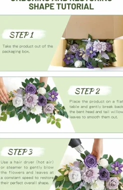 Wedding Welcome Sign Flower Swag Set of 2 Lilac and Cream Artificial Floral Garland for Wedding Sign Backdrop Ceremony Reception Wall Easel Chair Head Table Decorations