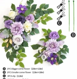 Wedding Welcome Sign Flower Swag Set of 2 Lilac and Cream Artificial Floral Garland for Wedding Sign Backdrop Ceremony Reception Wall Easel Chair Head Table Decorations