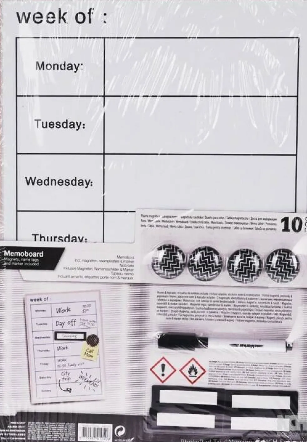 Weekly Planner Dry Erase Magnetic Framed Memoboard