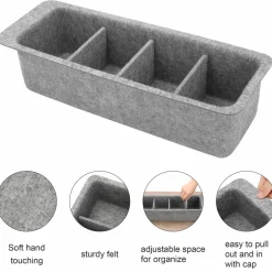 Welaxy Felt Adjustable 4 Slot Drawer Organizer Bin