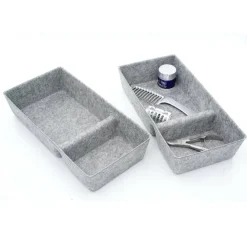 Welaxy Felt 2 Piece Divided Drawer Organizer Trays