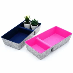 Welaxy Felt 2 Piece Divided Drawer Organizer Trays