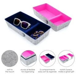Welaxy Felt 2 Piece Divided Drawer Organizer Trays