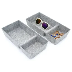 Welaxy Felt 2 Piece Divided Drawer Organizer Trays