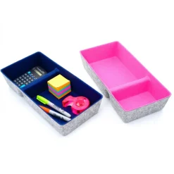 Welaxy Felt 2 Piece Divided Drawer Organizer Trays