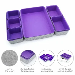 Welaxy Felt 8 Piece Drawer Organizer Tray Set