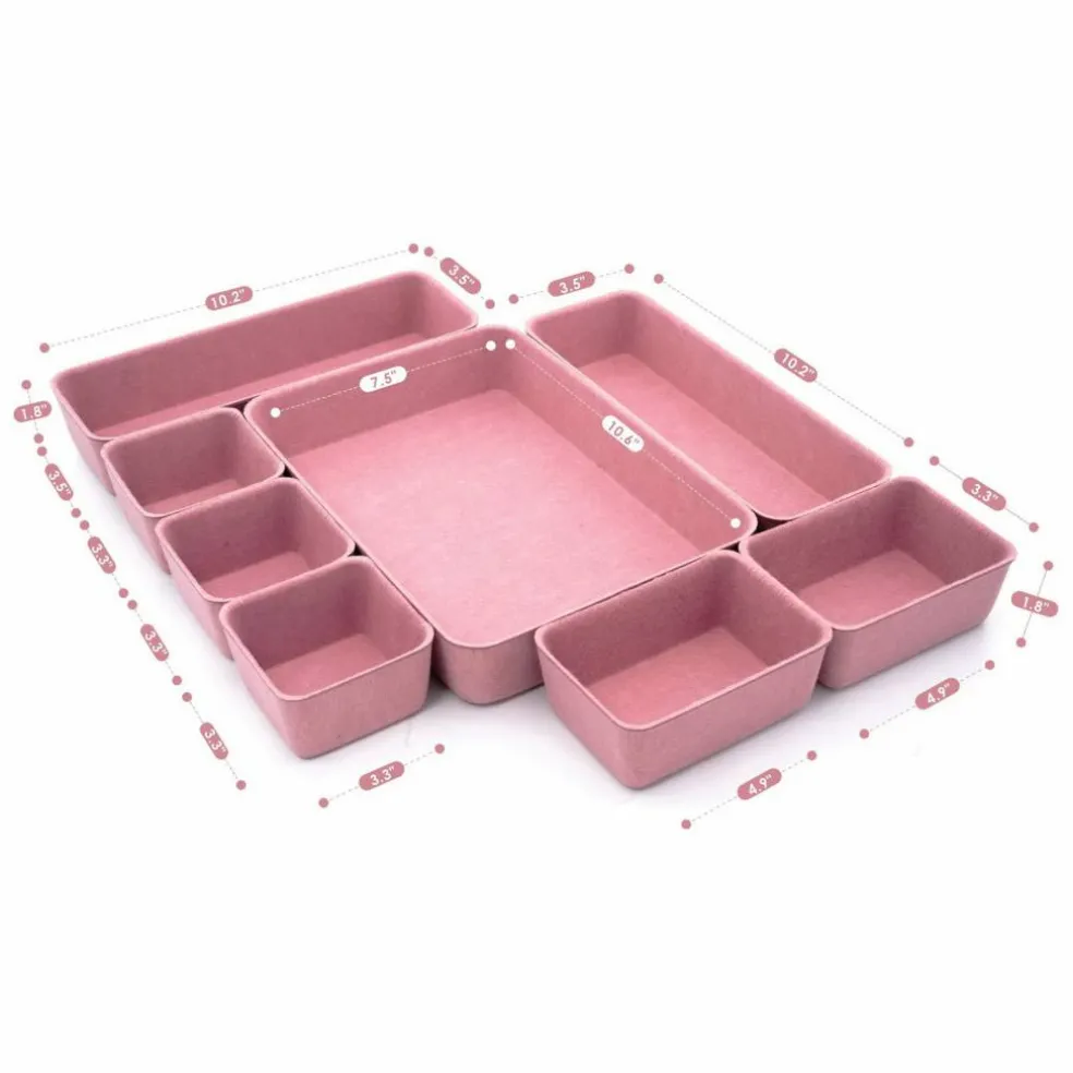 Welaxy Felt 8 Piece Drawer Organizer Tray Set