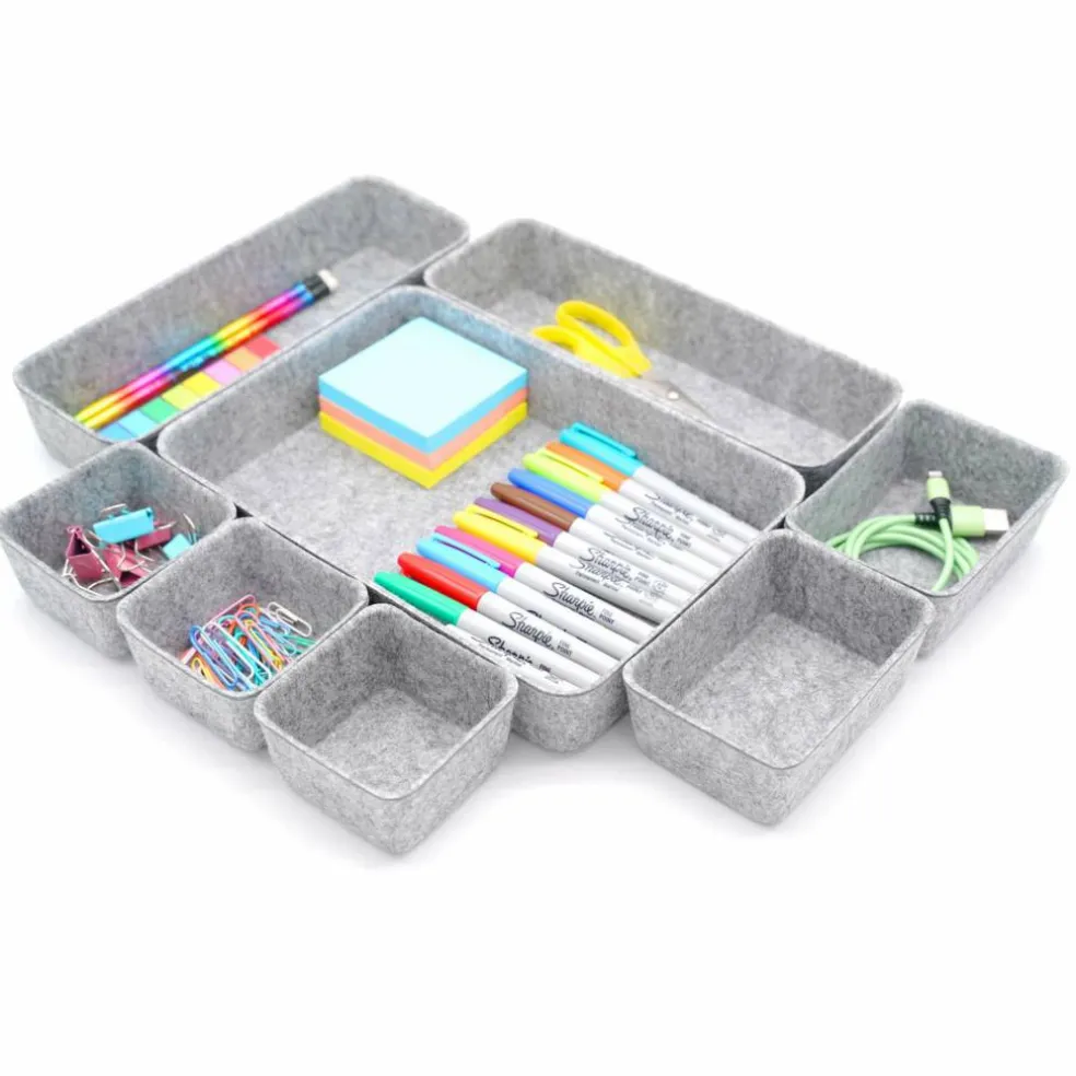 Welaxy Felt 8 Piece Drawer Organizer Tray Set