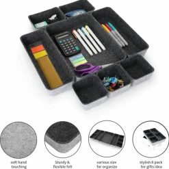 Welaxy Felt 8 Piece Drawer Organizer Tray Set