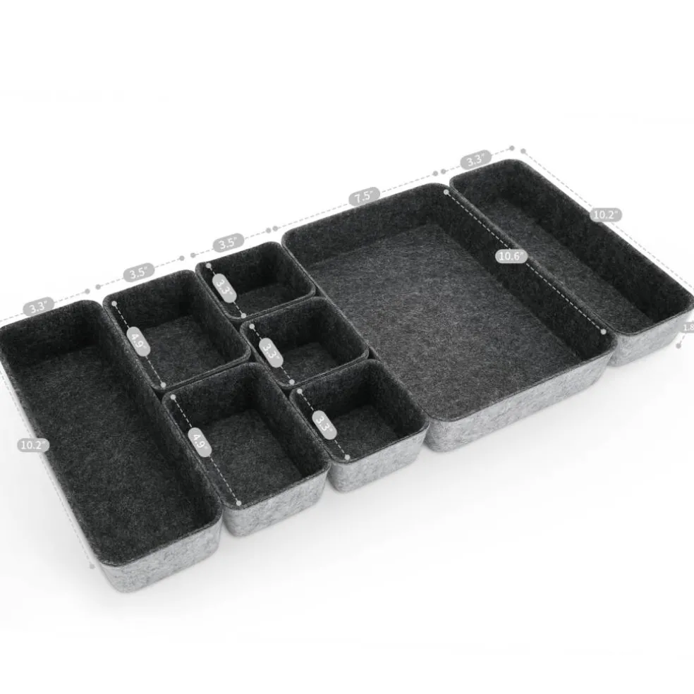 Welaxy Felt 8 Piece Drawer Organizer Tray Set