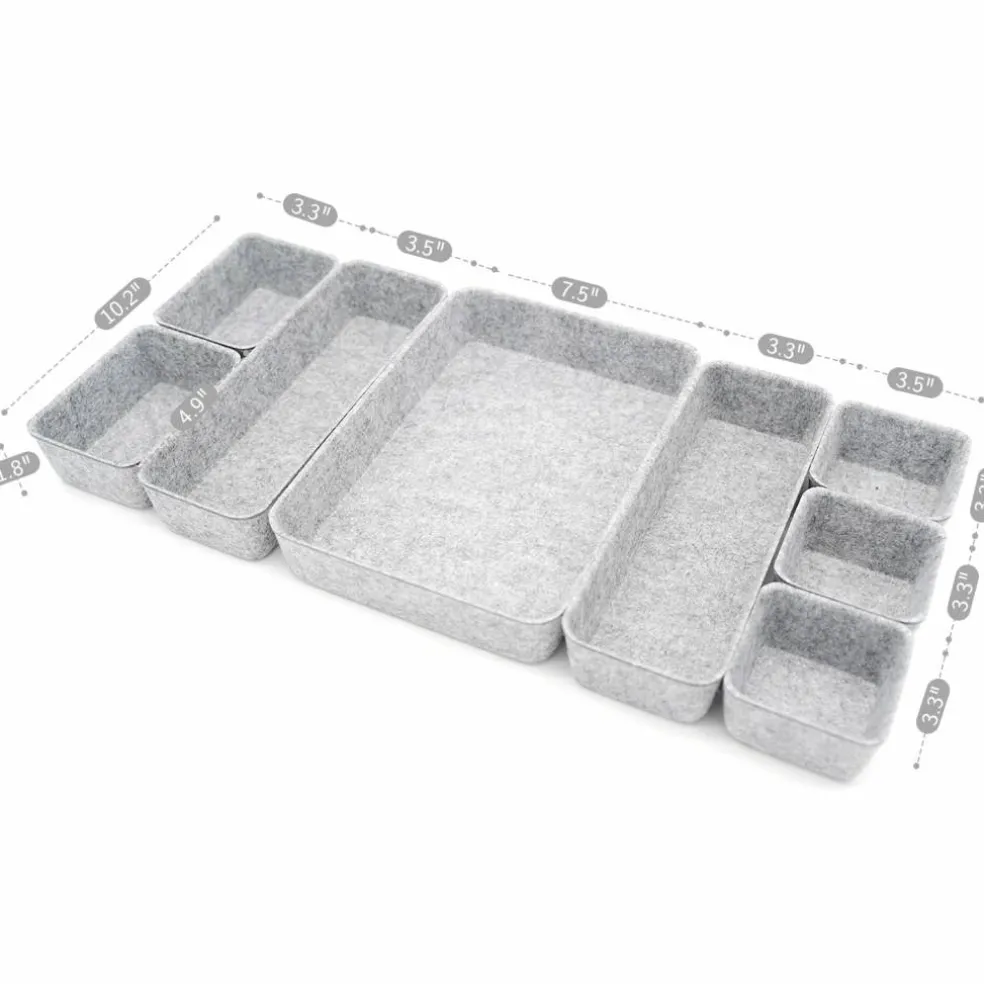Welaxy Felt 8 Piece Drawer Organizer Tray Set