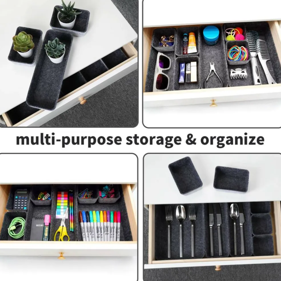 Welaxy Felt 8 Piece Drawer Organizer Tray Set