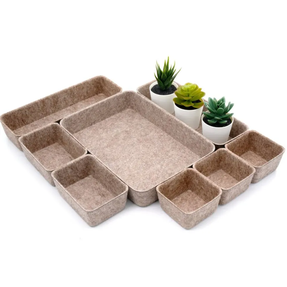 Welaxy Felt 8 Piece Drawer Organizer Tray Set