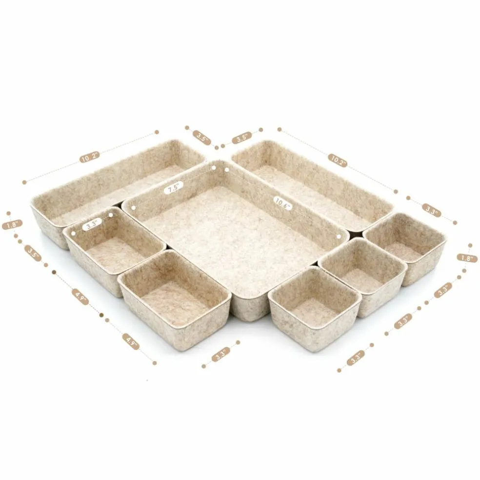 Welaxy Felt 8 Piece Drawer Organizer Tray Set