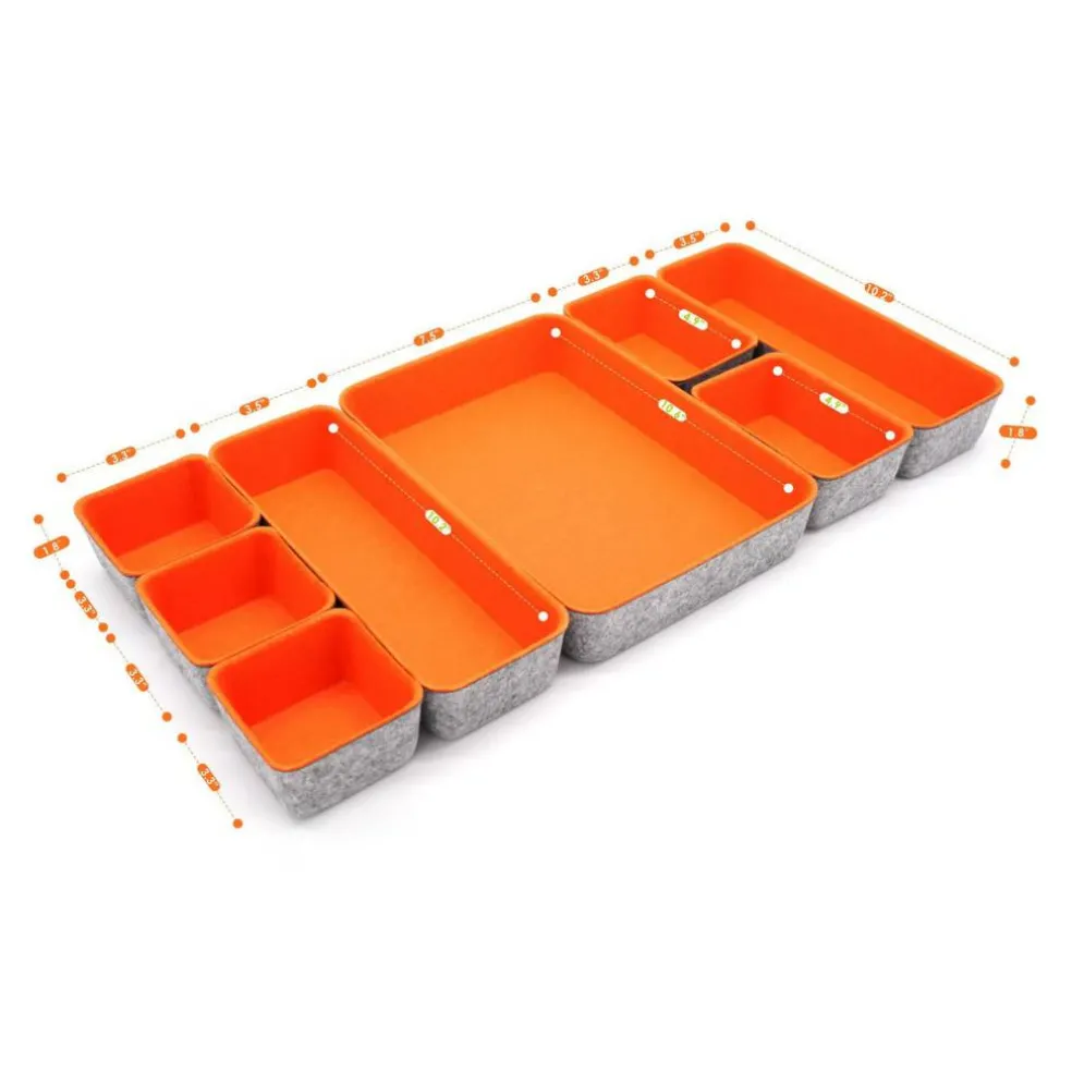 Welaxy Felt 8 Piece Drawer Organizer Tray Set