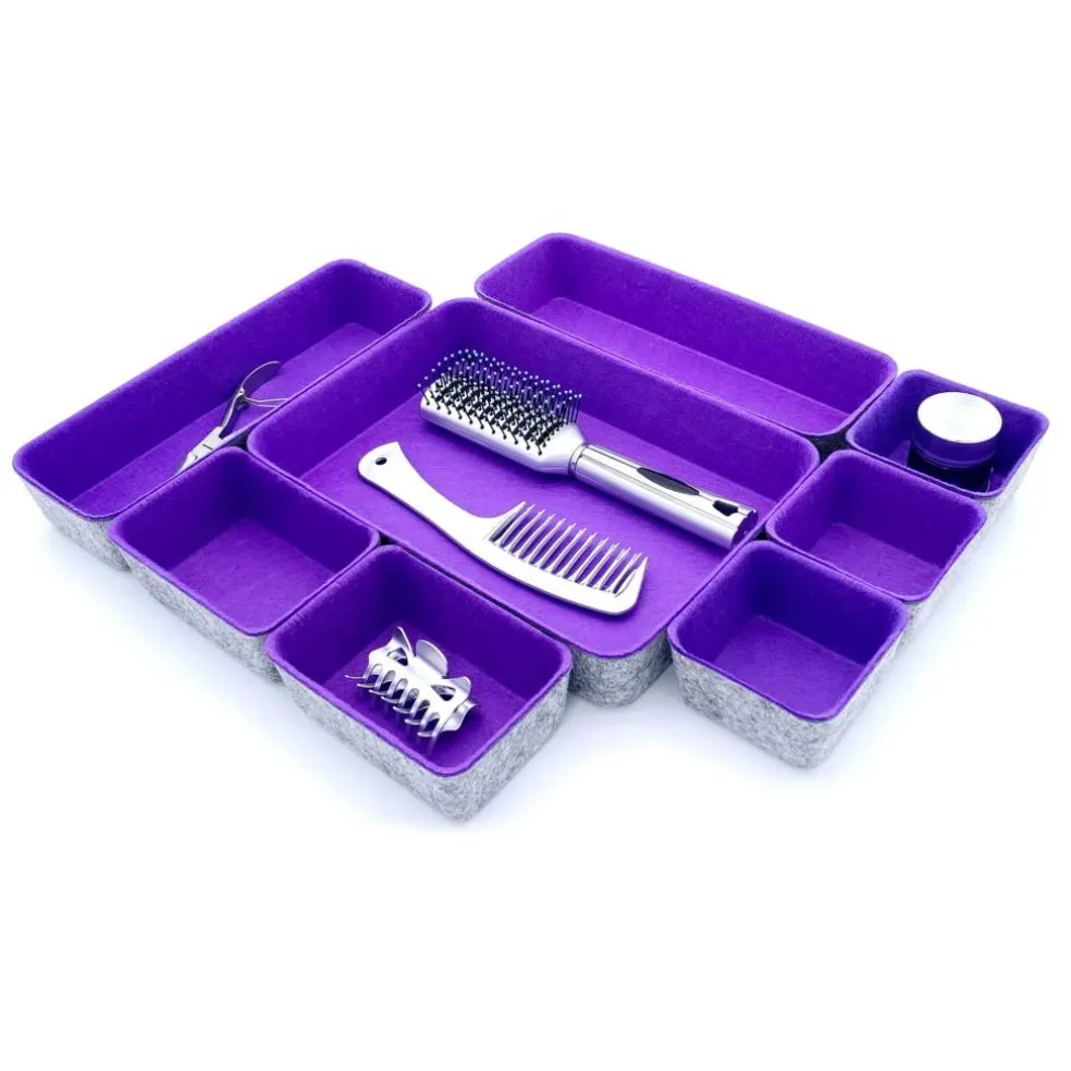 Welaxy Felt 8 Piece Drawer Organizer Tray Set
