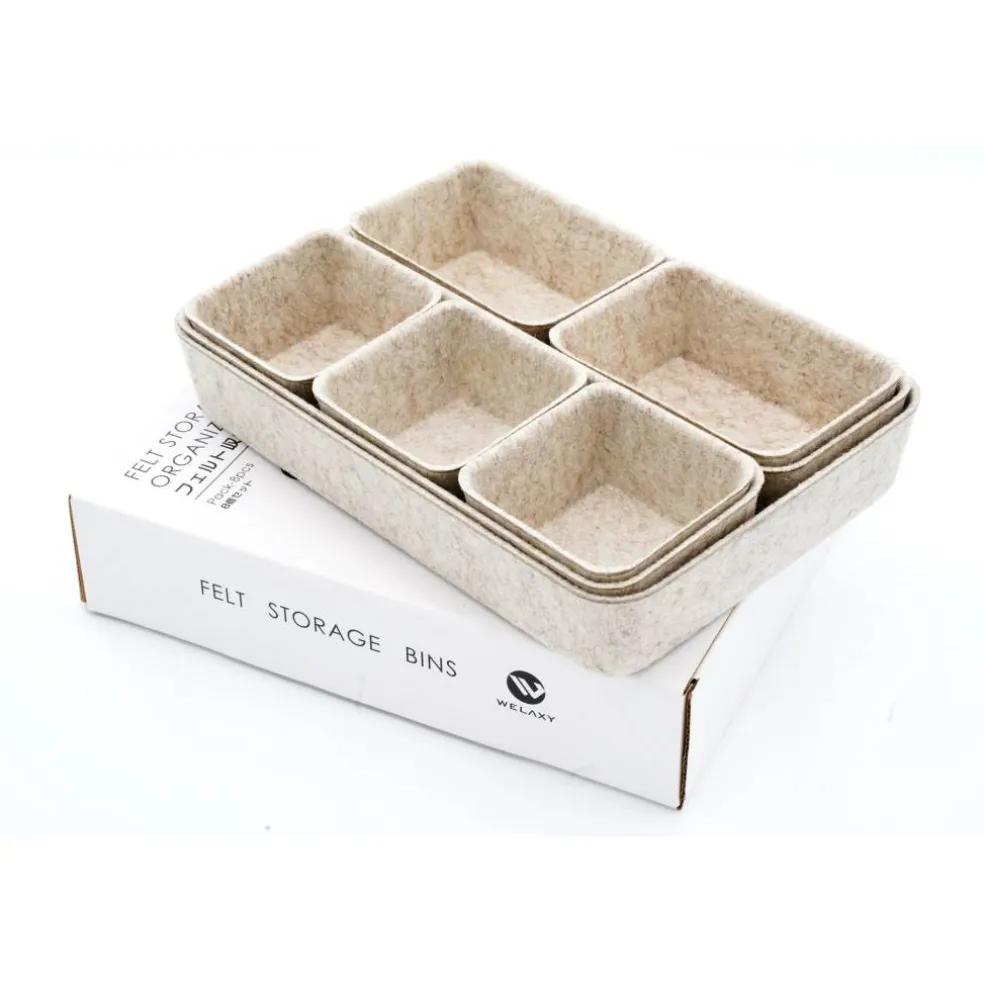 Welaxy Felt 8 Piece Drawer Organizer Tray Set