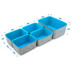 Welaxy Felt 5 Piece Drawer Organizer Bins