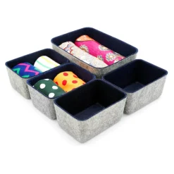 Welaxy Felt 5 Piece Drawer Organizer Bins