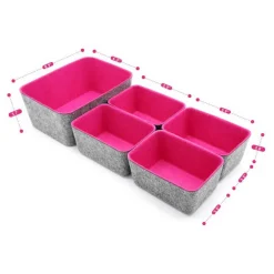 Welaxy Felt 5 Piece Drawer Organizer Bins