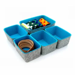 Welaxy Felt 5 Piece Drawer Organizer Bins