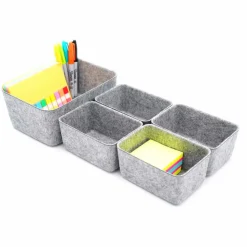 Welaxy Felt 5 Piece Drawer Organizer Bins