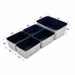 Welaxy Felt 5 Piece Drawer Organizer Bins