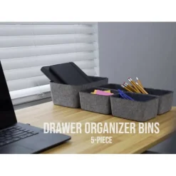 Welaxy Felt 5 Piece Drawer Organizer Bins