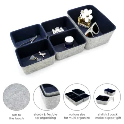 Welaxy Felt 5 Piece Drawer Organizer Bins