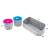 Welaxy Felt 3 Piece Gray Tray with Orange & Green Cups Desktop Organizer Set