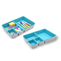 Welaxy 2 Piece Felt 4 Compartment Drawer Organizer Trays