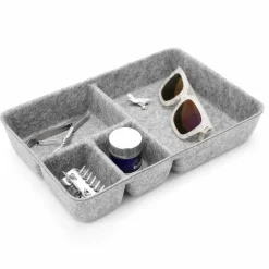 Welaxy 2 Piece Felt 4 Compartment Drawer Organizer Trays