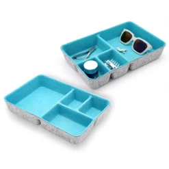 Welaxy 2 Piece Felt 4 Compartment Drawer Organizer Trays