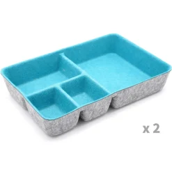 Welaxy 2 Piece Felt 4 Compartment Drawer Organizer Trays