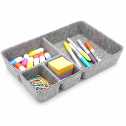 Welaxy 2 Piece Felt 4 Compartment Drawer Organizer Trays