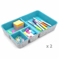 Welaxy 2 Piece Felt 4 Compartment Drawer Organizer Trays