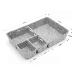 Welaxy 2 Piece Felt 4 Compartment Drawer Organizer Trays