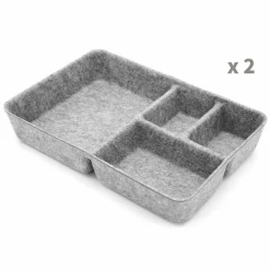 Welaxy 2 Piece Felt 4 Compartment Drawer Organizer Trays