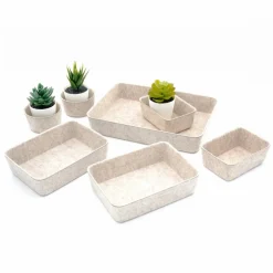 Welaxy 7 Piece Felt Round Cups & Trays Drawer Organizer Set