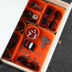 Welaxy 7 Piece Felt Round Cups & Trays Drawer Organizer Set