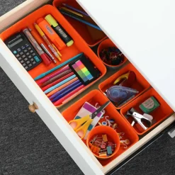 Welaxy 7 Piece Felt Round Cups & Trays Drawer Organizer Set