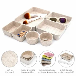 Welaxy 7 Piece Felt Round Cups & Trays Drawer Organizer Set