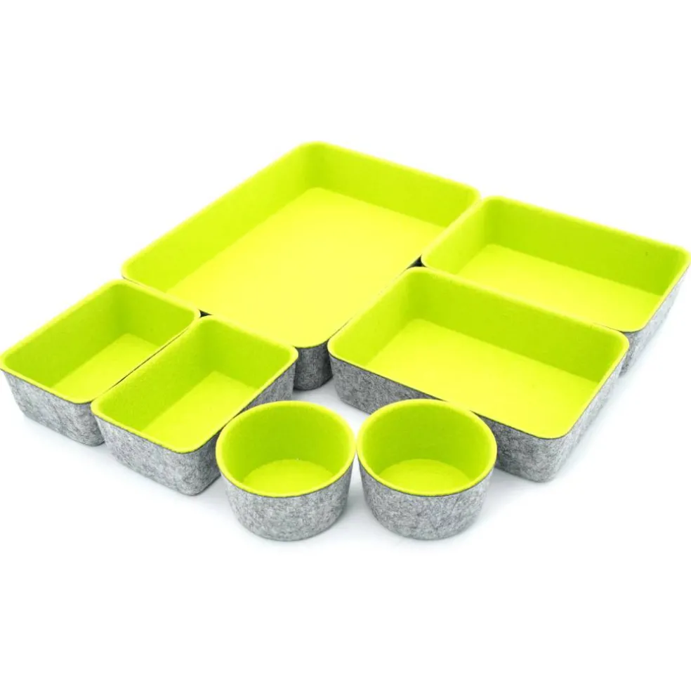 Welaxy 7 Piece Felt Round Cups & Trays Drawer Organizer Set