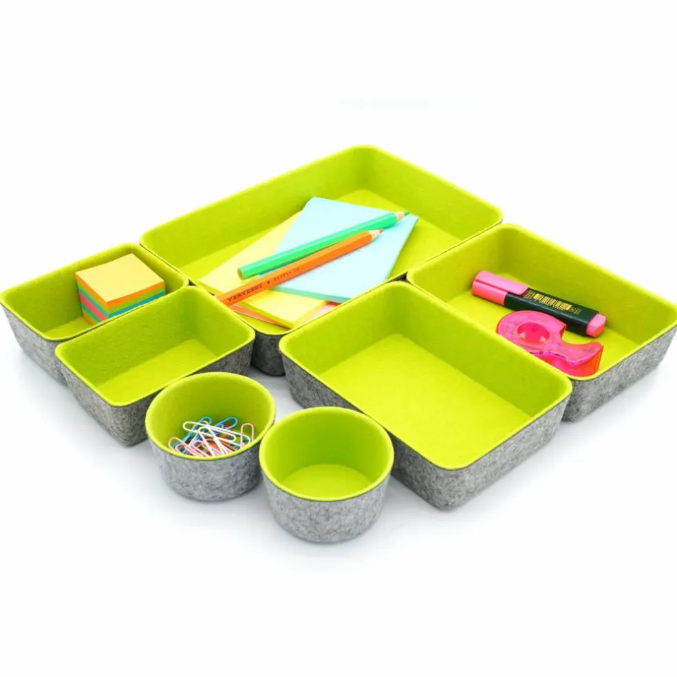Welaxy 7 Piece Felt Round Cups & Trays Drawer Organizer Set